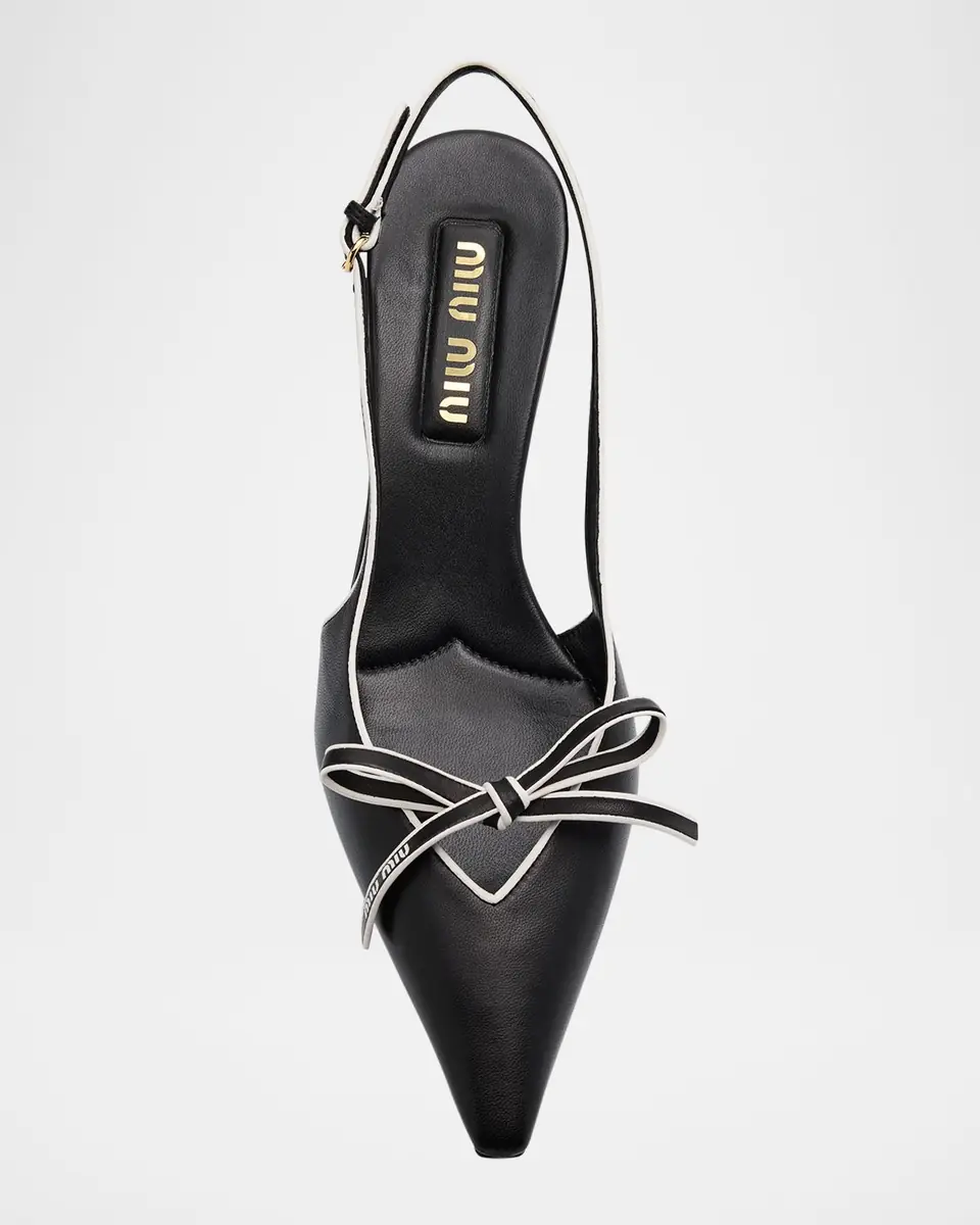 Miu Miu Nappa Leather Bow Slingback Pumps | Thumbnail 4 Miu Miu Nappa Leather Bow Slingback Pumps | Thumbnail 4