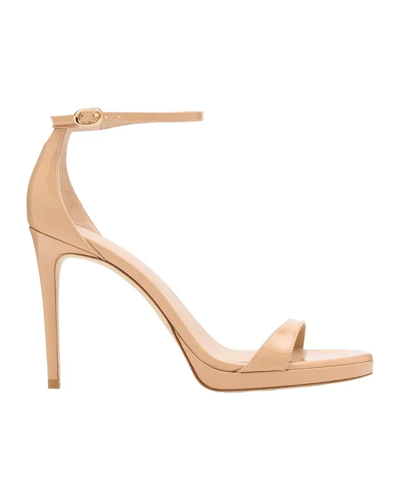 Stuart Weitzman Nudist Patent Leather Stiletto Platform Sandals