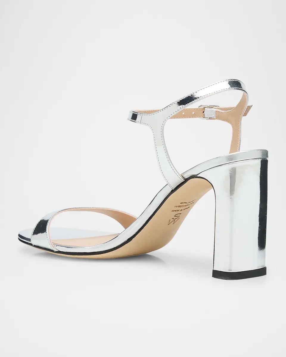 Stuart Weitzman Babette Metallic Ankle-Strap Sandals | Thumbnail 4 Stuart Weitzman Babette Metallic Ankle-Strap Sandals | Thumbnail 4