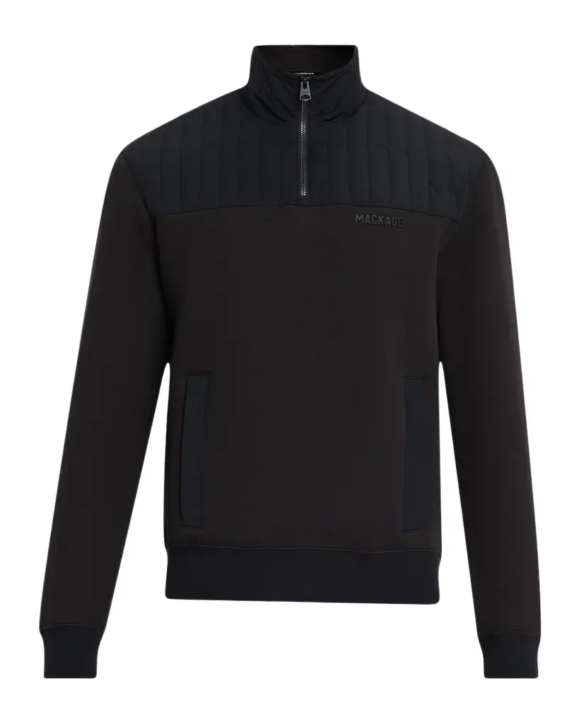 Mackage Men's Corey Hybrid Down Quarter-Zip Sweater | Image 1 Mackage Men's Corey Hybrid Down Quarter-Zip Sweater | Image 1