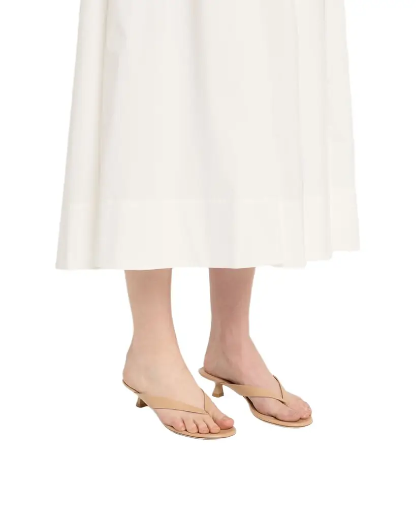 Stuart Weitzman Rio Leather Kitten-Heel Thong Sandals