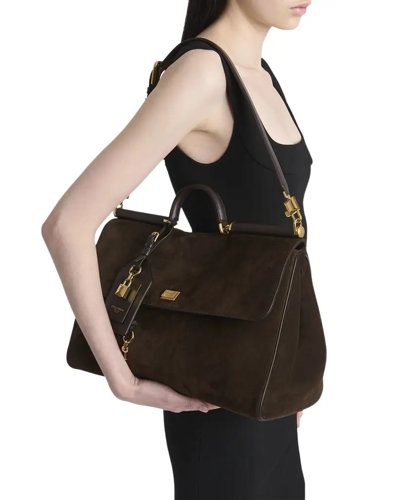Dolce & Gabbana My Sicily Suede Top-Handle Bag | Image 1 Dolce & Gabbana My Sicily Suede Top-Handle Bag | Image 1