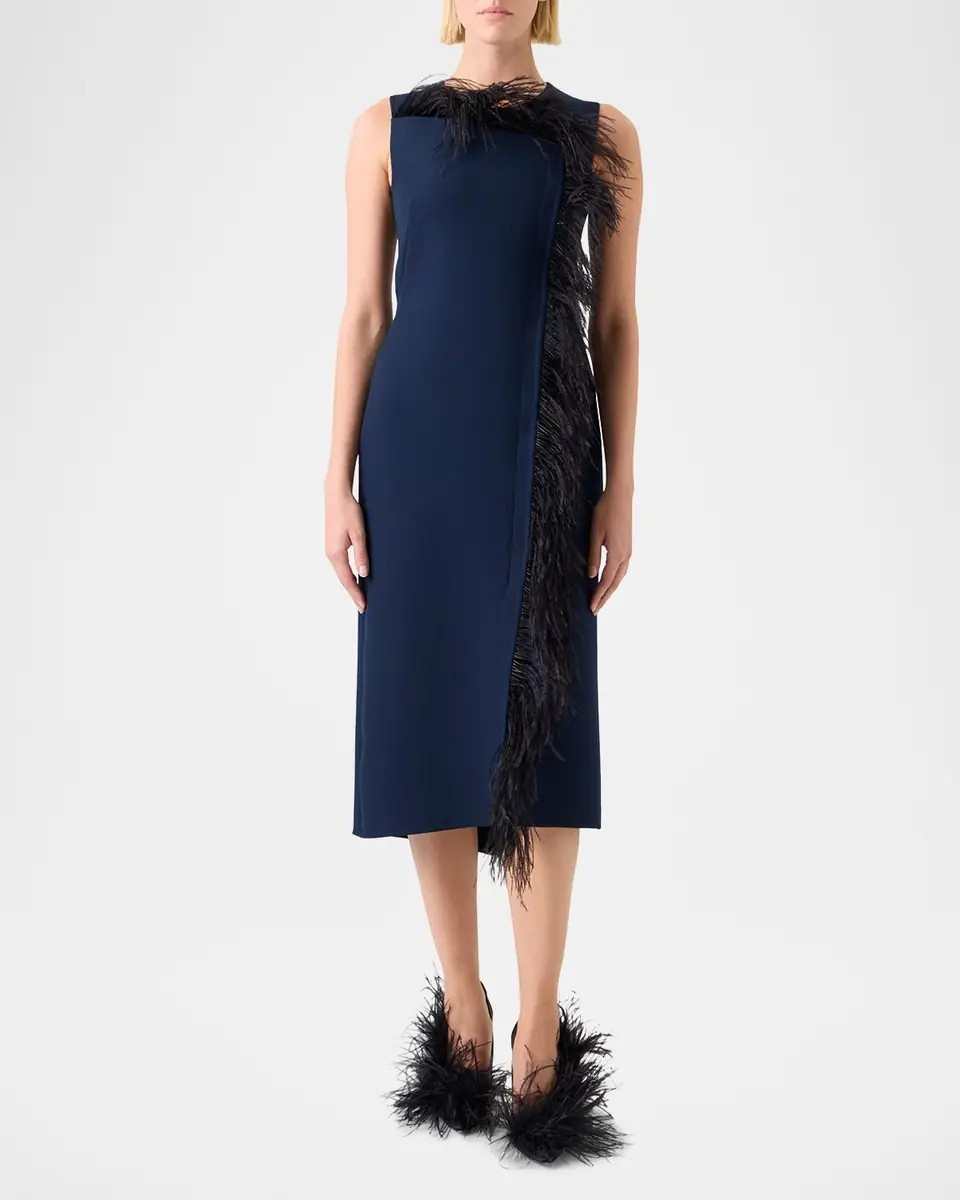 Akris Asymmetric Double-Face Wool Midi Dress | Thumbnail 2
