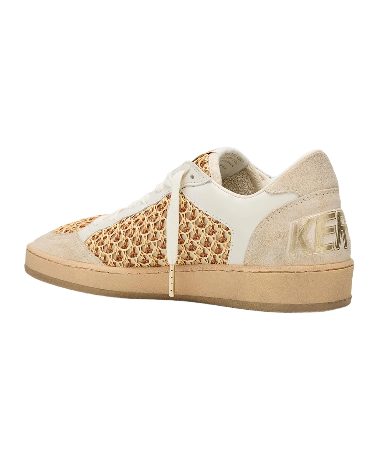 Golden Goose Ball Star Raffia Net Leather Low-Top Sneakers