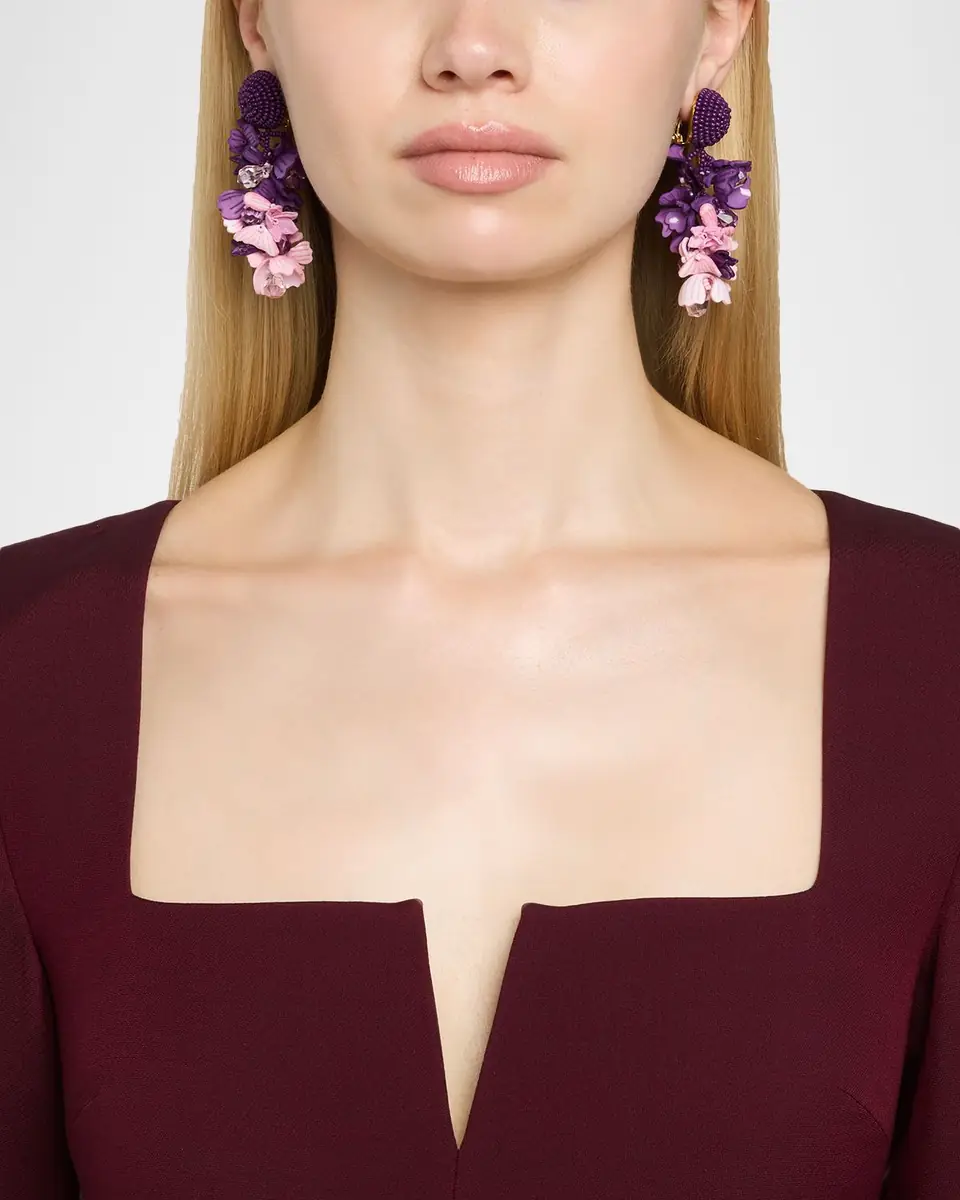 Oscar de la Renta Plexy and Raffia Flowers Earrings | Thumbnail 2