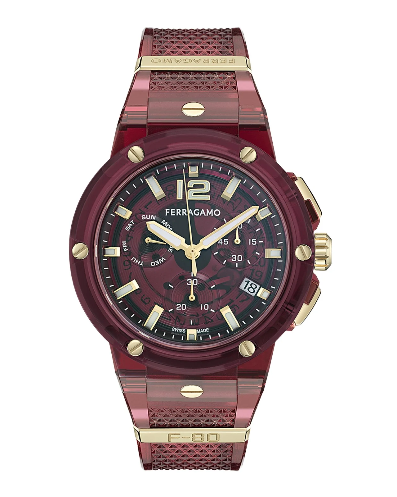 F-80 44mm Translucent Burgundy Bioplastic Chronograph Watch F-80 44mm Translucent Burgundy Bioplastic Chronograph Watch
