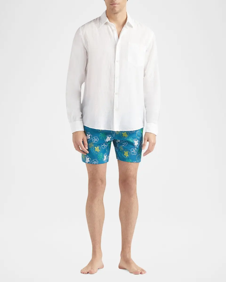 Vilebrequin Men's Cotton-Linen Solid Sport Shirt | Thumbnail 3 Vilebrequin Men's Cotton-Linen Solid Sport Shirt | Thumbnail 3