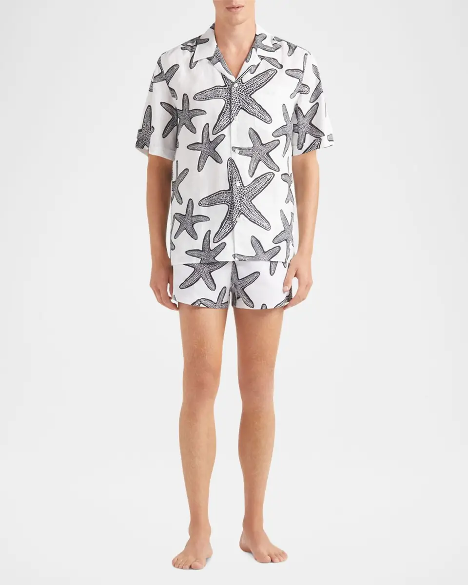 Vilebrequin Men's Starfish-Print Camp Shirt | Thumbnail 3 Vilebrequin Men's Starfish-Print Camp Shirt | Thumbnail 3