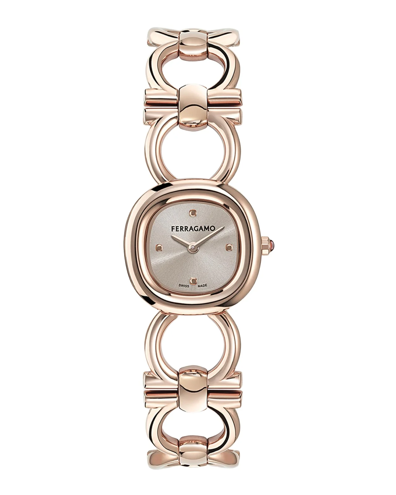 Ferragamo Double Gancini 25MM IP Rose Gold Bracelet Watch