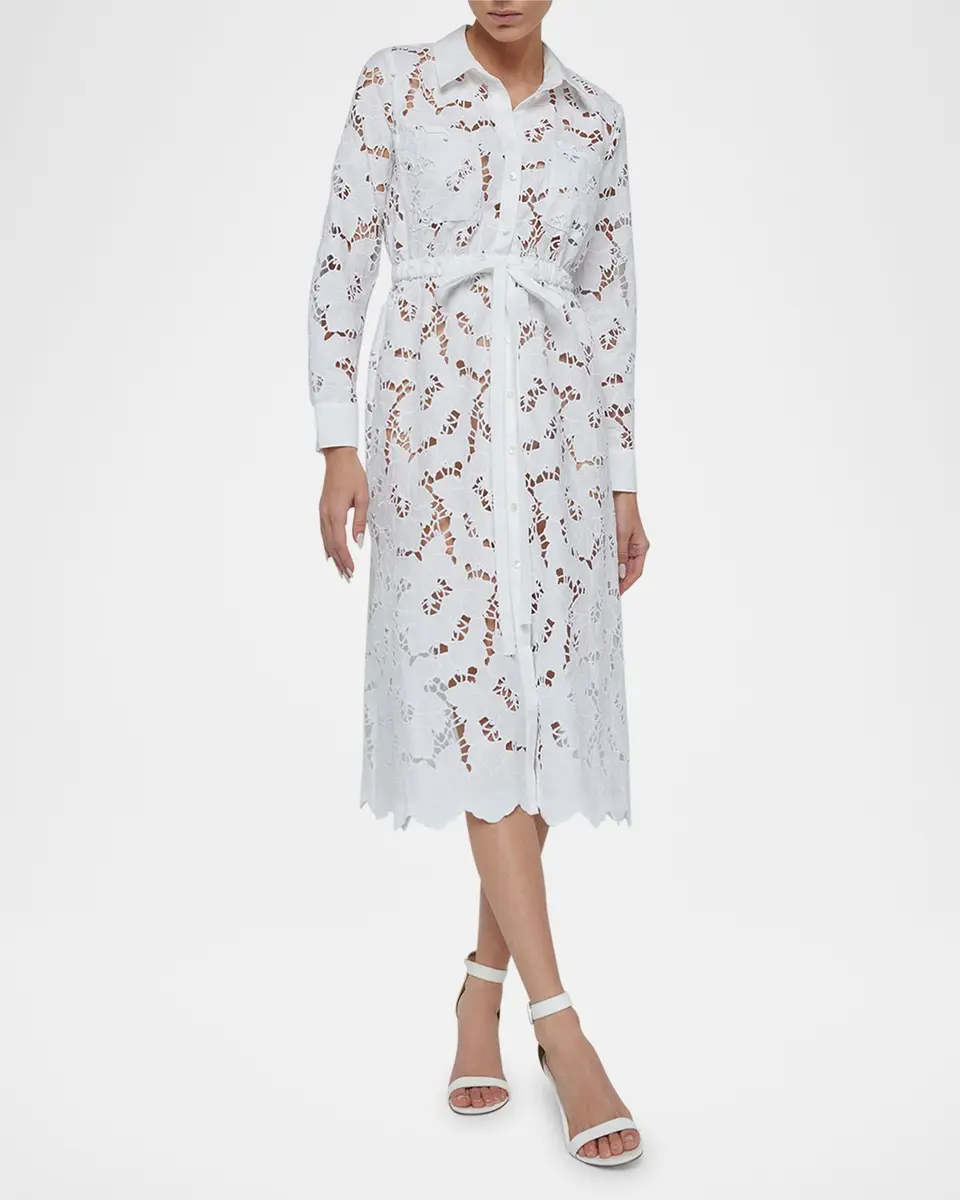 L'Agence Emilio Floral Embroidered Midi Shirtdress | Thumbnail 2