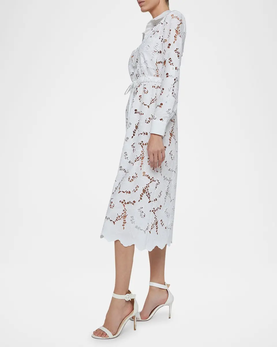 L'Agence Emilio Floral Embroidered Midi Shirtdress | Thumbnail 4