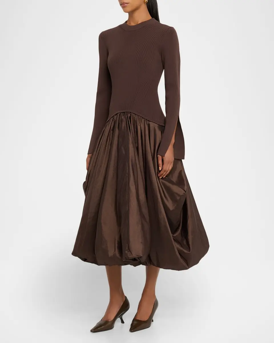 Simkhai Kenlie Mixed Media Bubble Midi Dress | Thumbnail 4 Simkhai Kenlie Mixed Media Bubble Midi Dress | Thumbnail 4