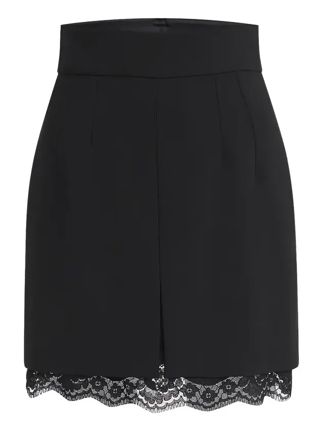 Lana Double Crepe Lace-Trim Mini Skirt