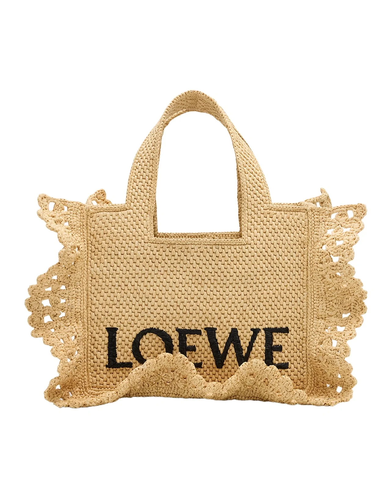 Loewe x Paula's Ibiza Small Ruffled Tote Bag in Raffia