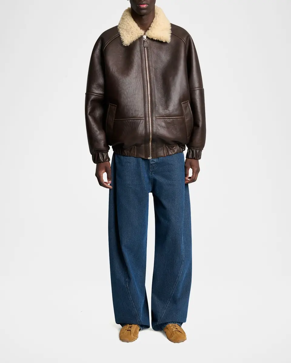 Jacquemus Men's Leather and Shearling Bomber Jacket | Thumbnail 2 Jacquemus Men's Leather and Shearling Bomber Jacket | Thumbnail 2