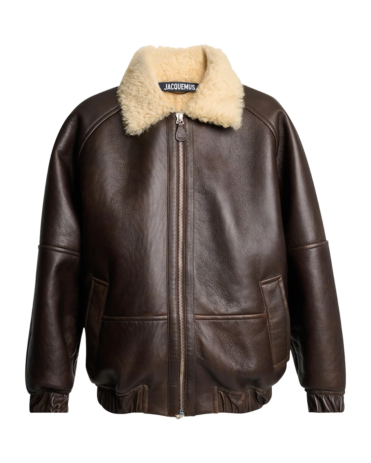 Men's Leather and Shearling Bomber Jacket