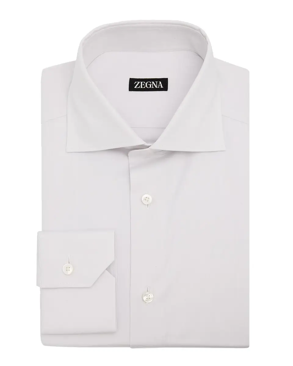 Zegna Men's Solid Cotton Twill Dress Shirt | Thumbnail 3 Zegna Men's Solid Cotton Twill Dress Shirt | Thumbnail 3
