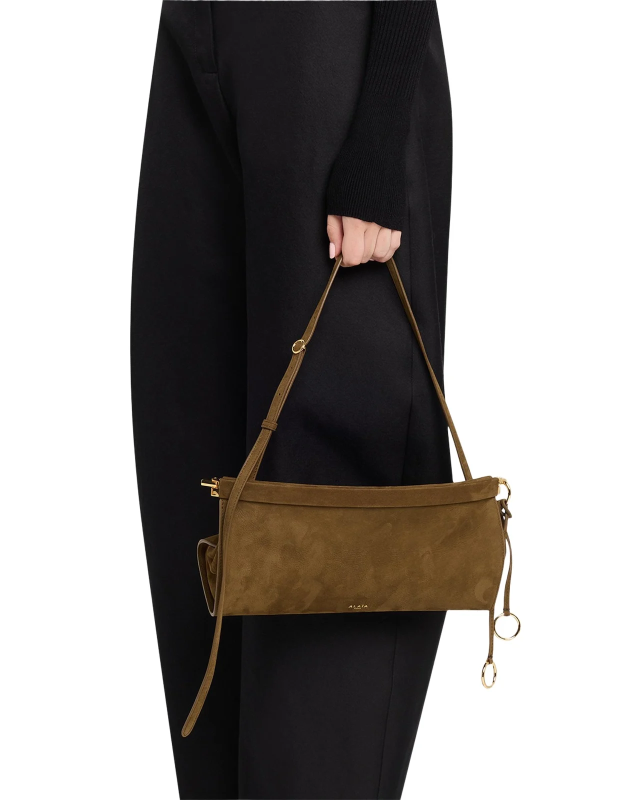 Mina 20 Top-Handle Bag in Perforated Suede Mina 20 Top-Handle Bag in Perforated Suede
