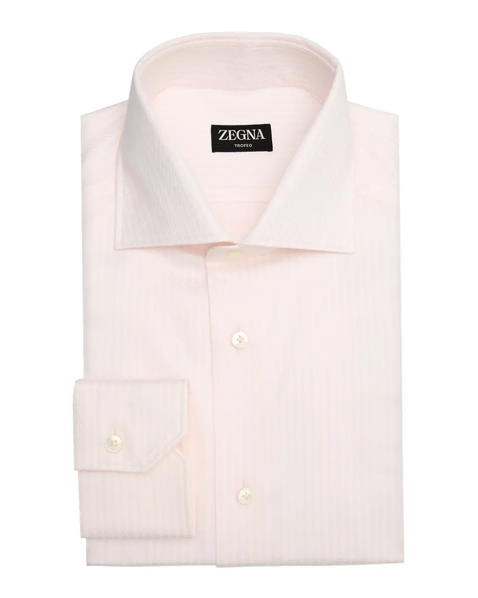 Zegna Men's Candy Stripe Trofeo Twill Dress Shirt | Thumbnail 3 Zegna Men's Candy Stripe Trofeo Twill Dress Shirt | Thumbnail 3