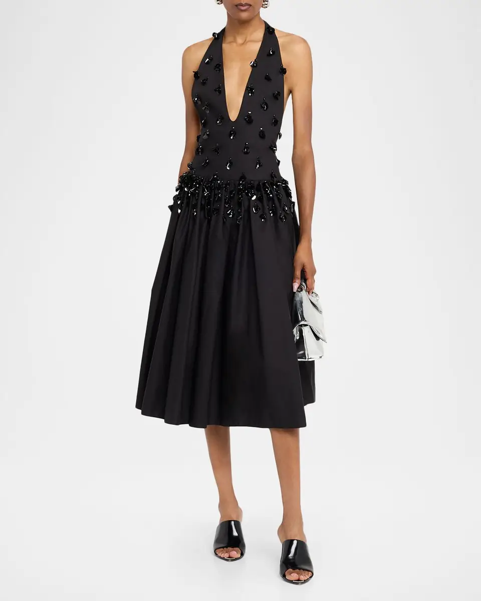 Diotima Nuit Embellished Plunging Halter Drop-Waist Gown | Thumbnail 2 Diotima Nuit Embellished Plunging Halter Drop-Waist Gown | Thumbnail 2