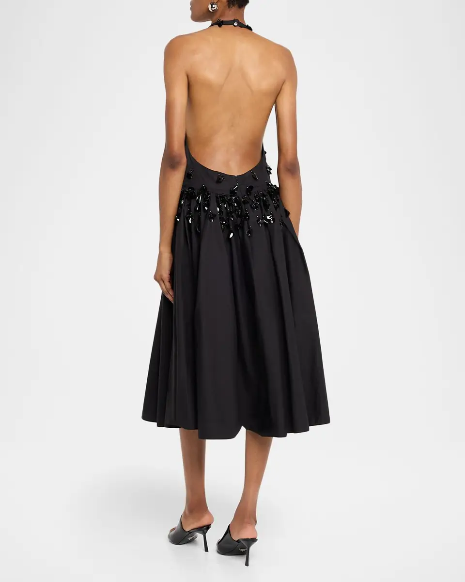 Diotima Nuit Embellished Plunging Halter Drop-Waist Gown | Thumbnail 3 Diotima Nuit Embellished Plunging Halter Drop-Waist Gown | Thumbnail 3