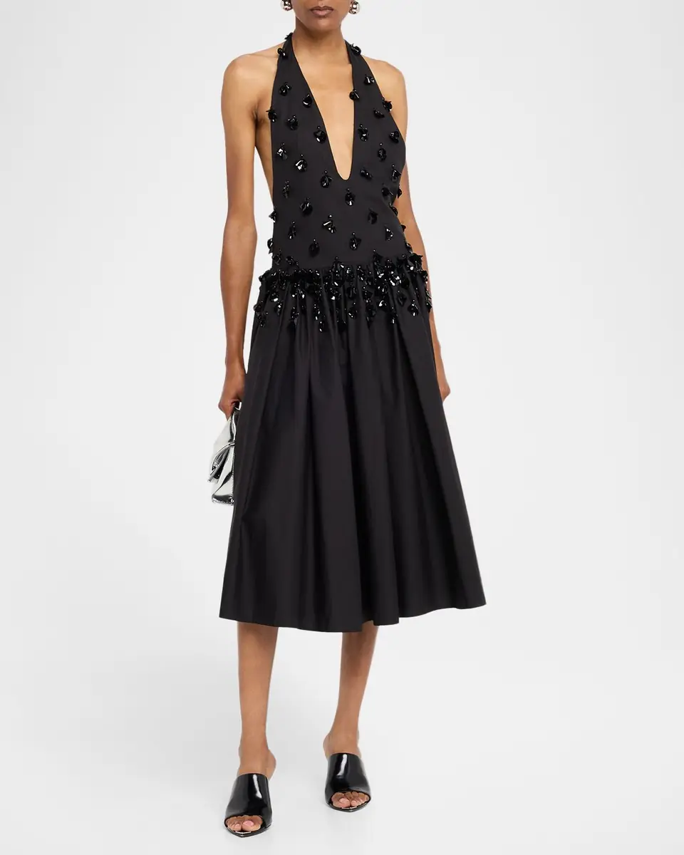 Diotima Nuit Embellished Plunging Halter Drop-Waist Gown | Thumbnail 4 Diotima Nuit Embellished Plunging Halter Drop-Waist Gown | Thumbnail 4