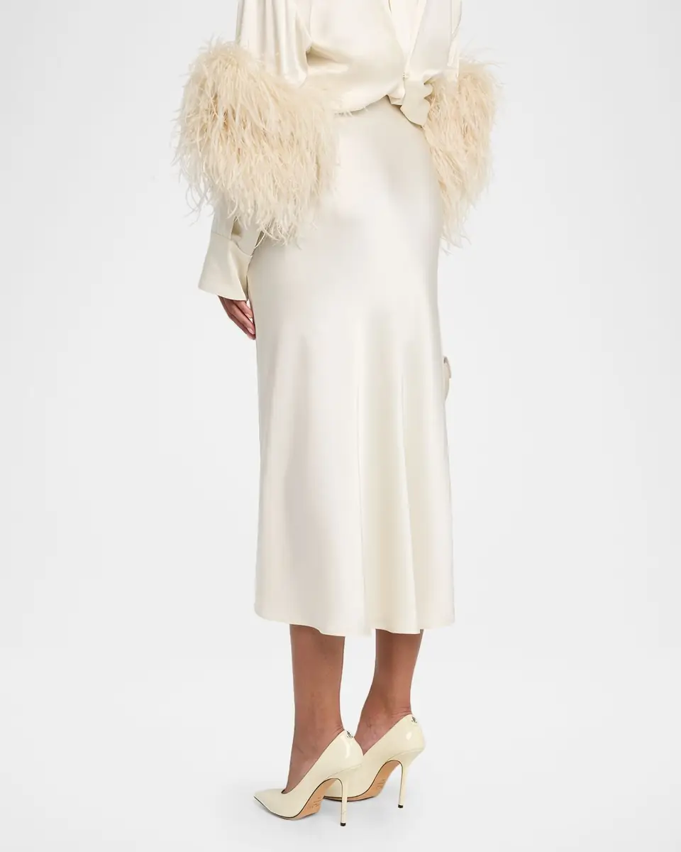 Lapointe Satin Bias Slit Midi Skirt | Thumbnail 3 Lapointe Satin Bias Slit Midi Skirt | Thumbnail 3