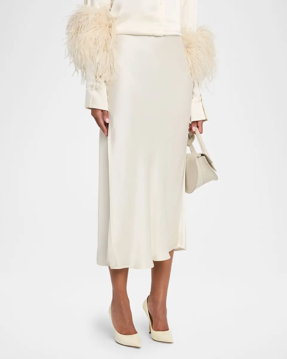 Lapointe Satin Bias Slit Midi Skirt | Thumbnail 4 Lapointe Satin Bias Slit Midi Skirt | Thumbnail 4
