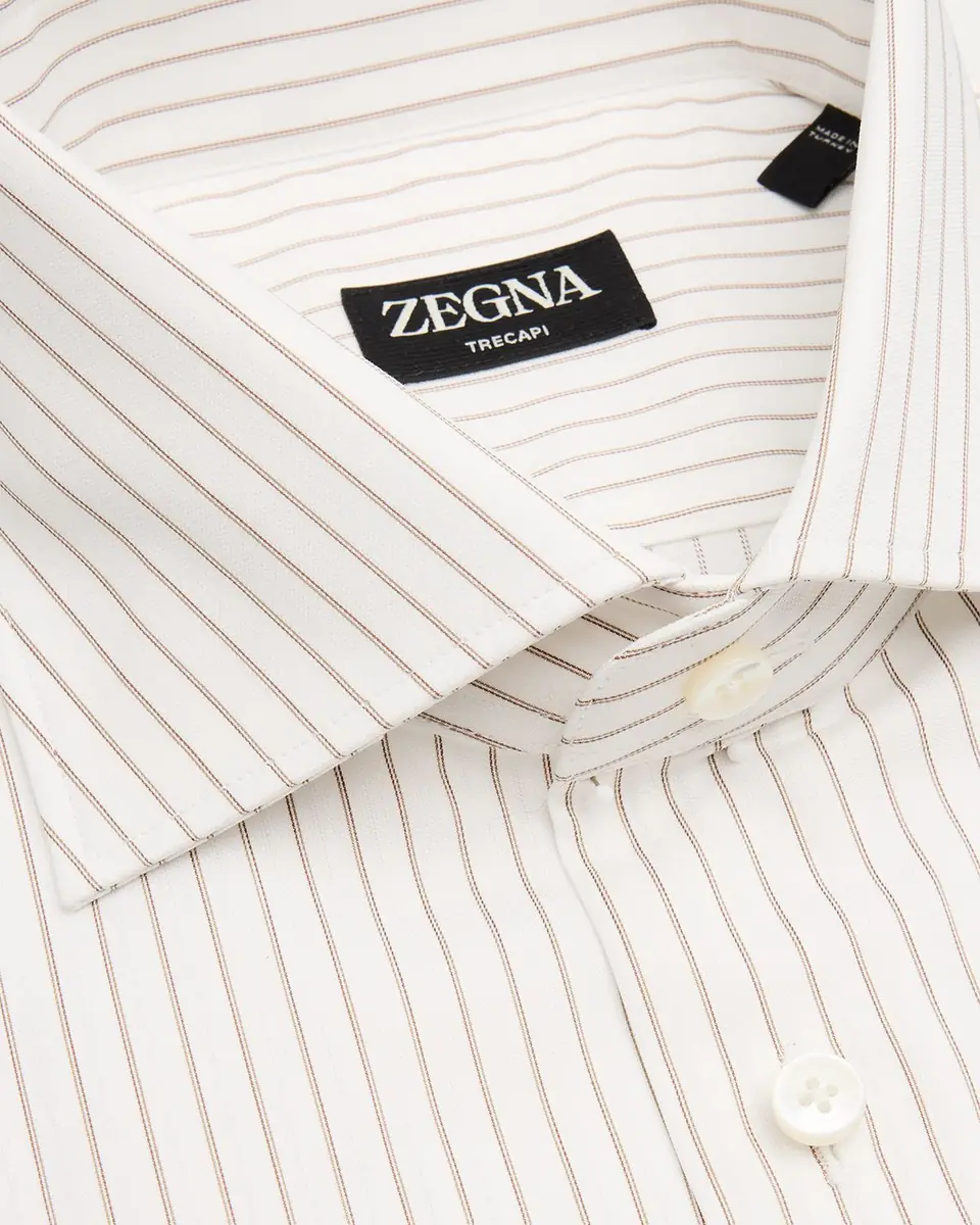 ZEGNA Men's Trecapi Cotton Narrow Double-Stripe Dress Shirt | Thumbnail 2 ZEGNA Men's Trecapi Cotton Narrow Double-Stripe Dress Shirt | Thumbnail 2