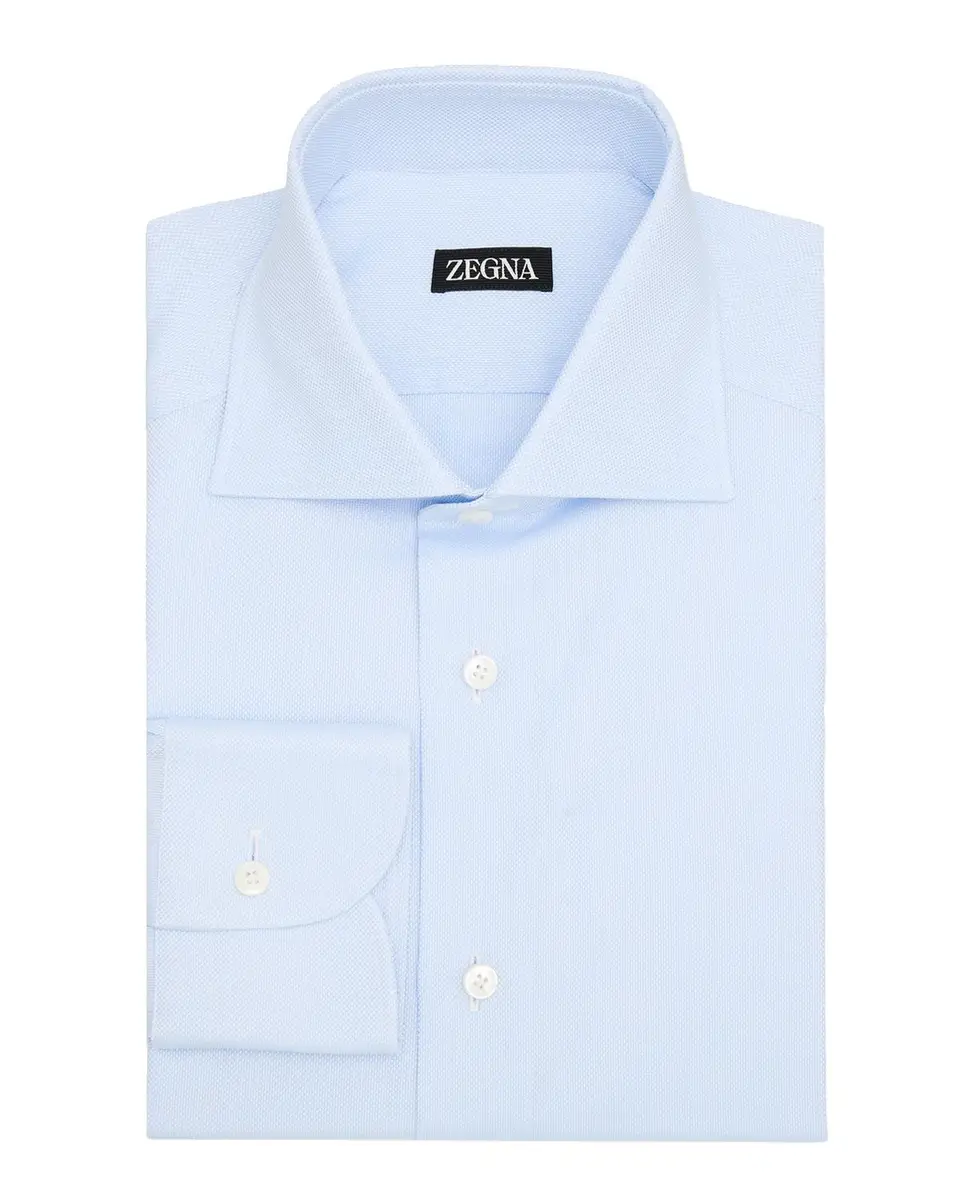 Zegna Men's Oxford Weave Cotton Dress Shirt | Thumbnail 3
