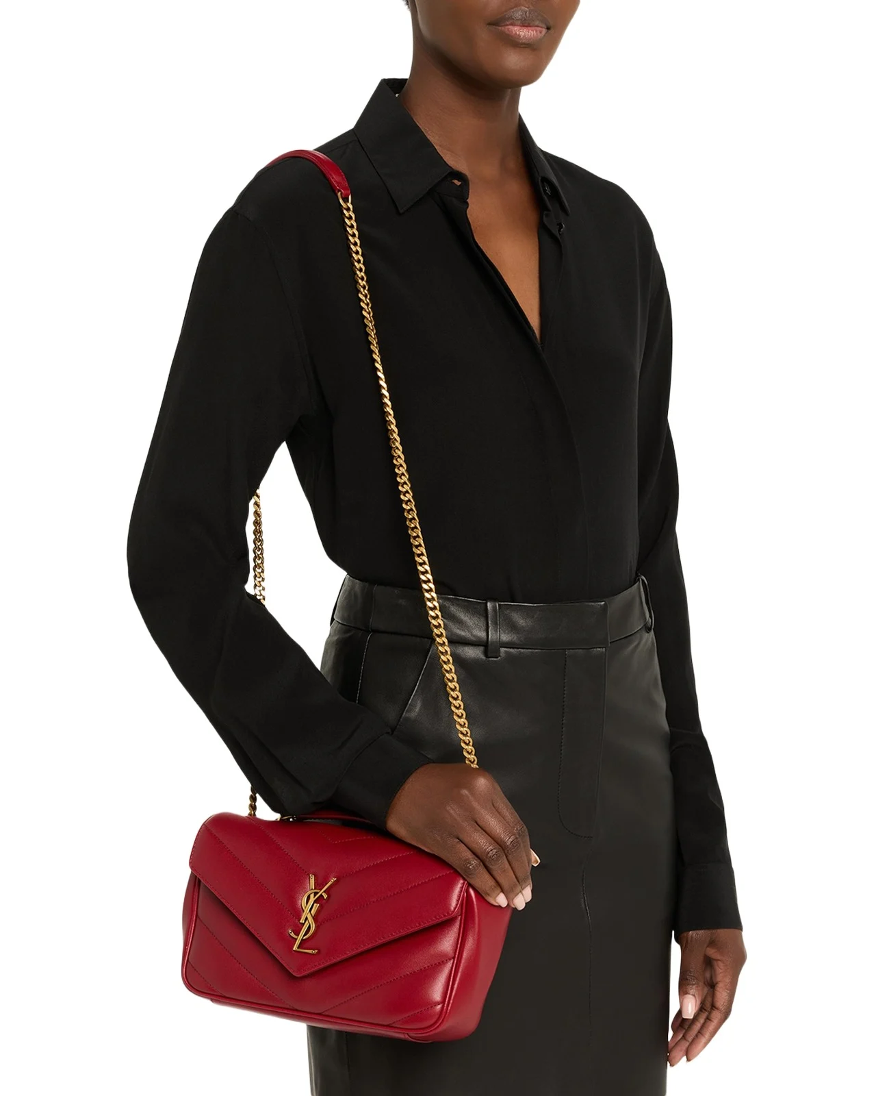 Loulou Small YSL Shoulder Bag in Quilted Leather