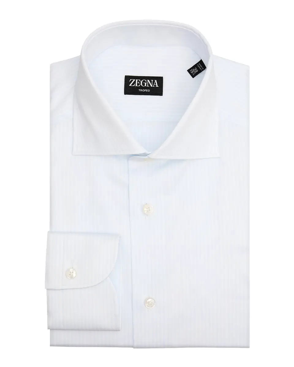 Zegna Men's Tonal Stripe Trofeo Cotton Dress Shirt | Thumbnail 3 Zegna Men's Tonal Stripe Trofeo Cotton Dress Shirt | Thumbnail 3