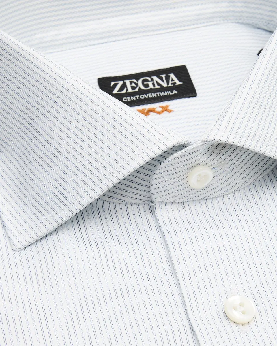 ZEGNA Men's Narrow Stripe Centoventimila Cotton Dress Shirt | Thumbnail 2