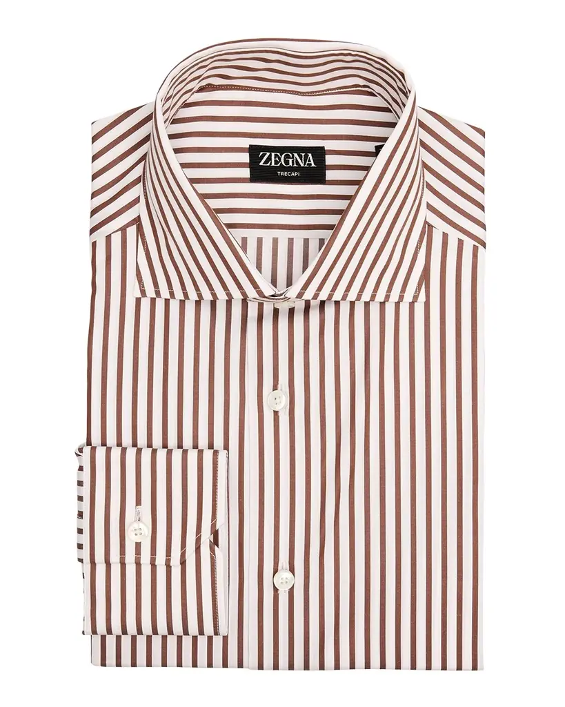 ZEGNA Men 's Trecapi Cotton Bengal Stripe Dress Shirt | Image 1 ZEGNA Men 's Trecapi Cotton Bengal Stripe Dress Shirt | Image 1