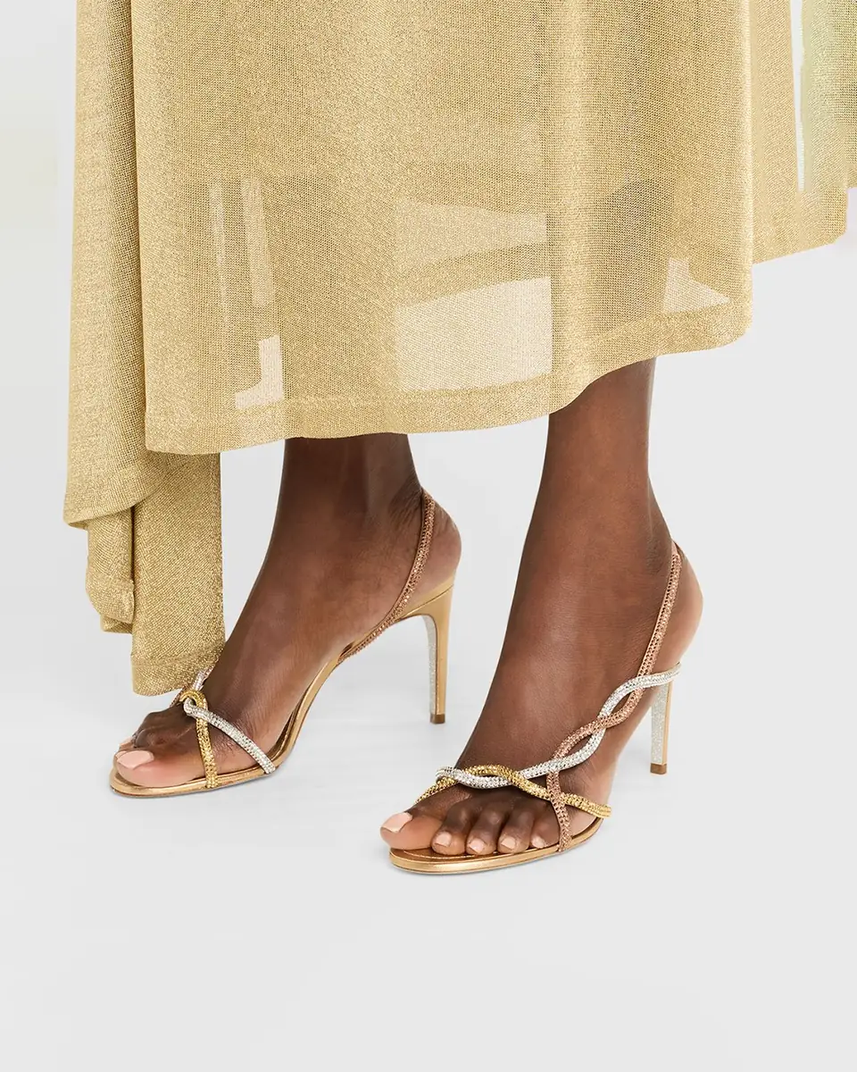 René Caovilla Three-Tone Crystal Satin Braid Halter Sandals | Thumbnail 2 René Caovilla Three-Tone Crystal Satin Braid Halter Sandals | Thumbnail 2
