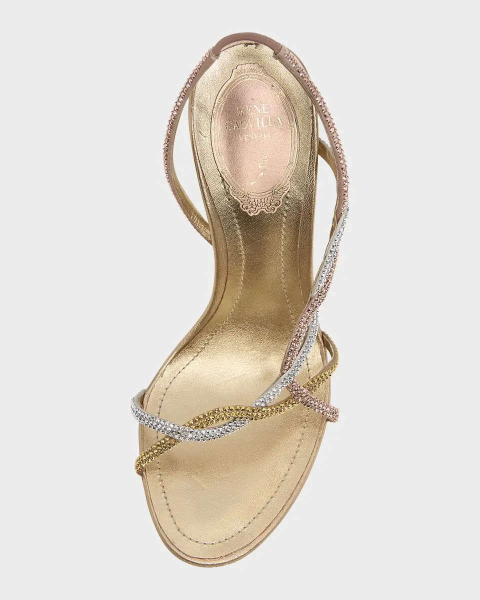 René Caovilla Three-Tone Crystal Satin Braid Halter Sandals | Thumbnail 7 René Caovilla Three-Tone Crystal Satin Braid Halter Sandals | Thumbnail 7