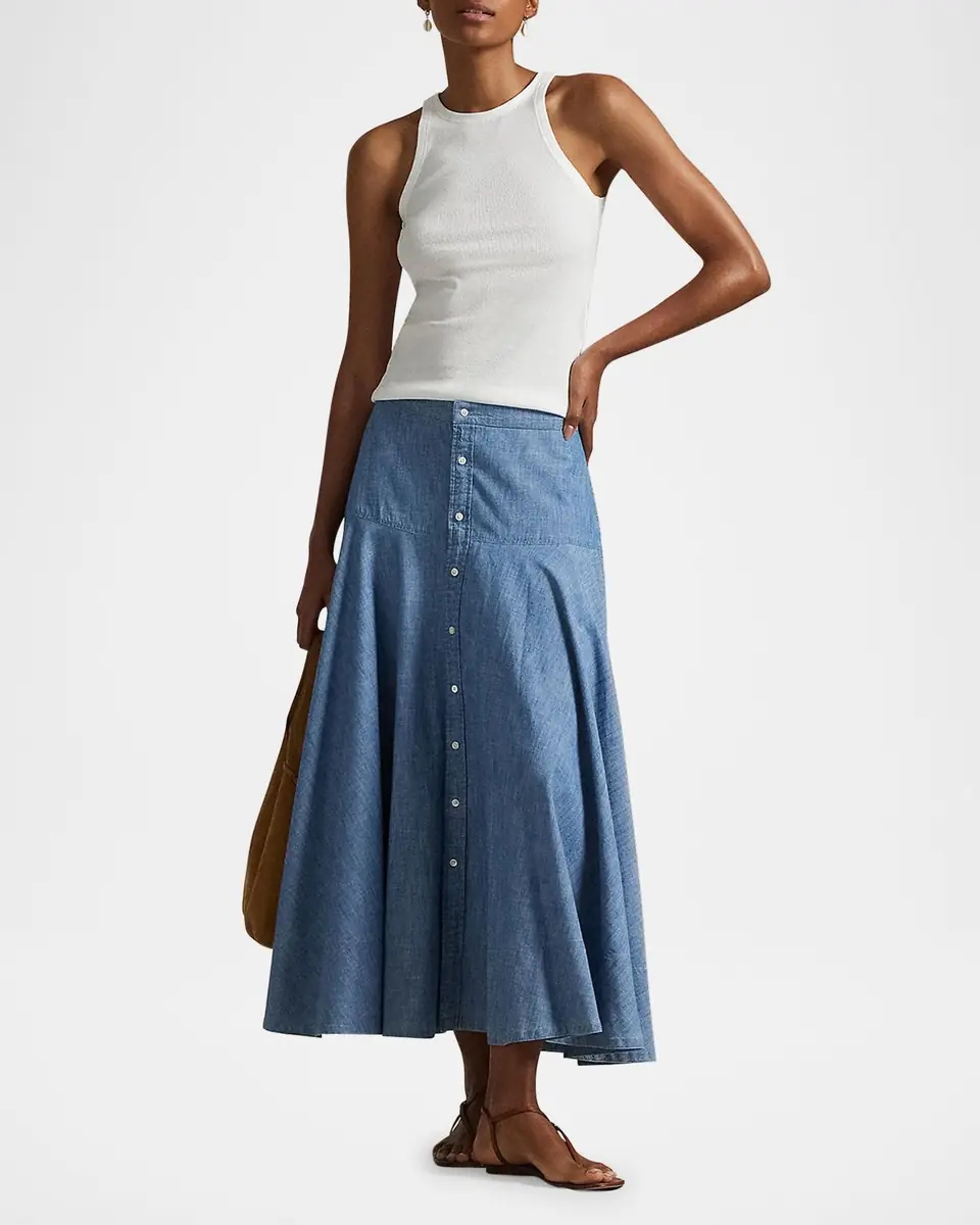 Polo Ralph Lauren Cotton Chambray Maxi Skirt | Thumbnail 2 Polo Ralph Lauren Cotton Chambray Maxi Skirt | Thumbnail 2