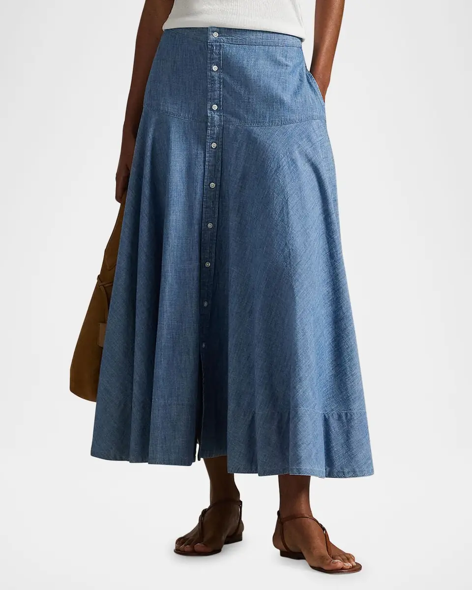 Polo Ralph Lauren Cotton Chambray Maxi Skirt | Thumbnail 4 Polo Ralph Lauren Cotton Chambray Maxi Skirt | Thumbnail 4
