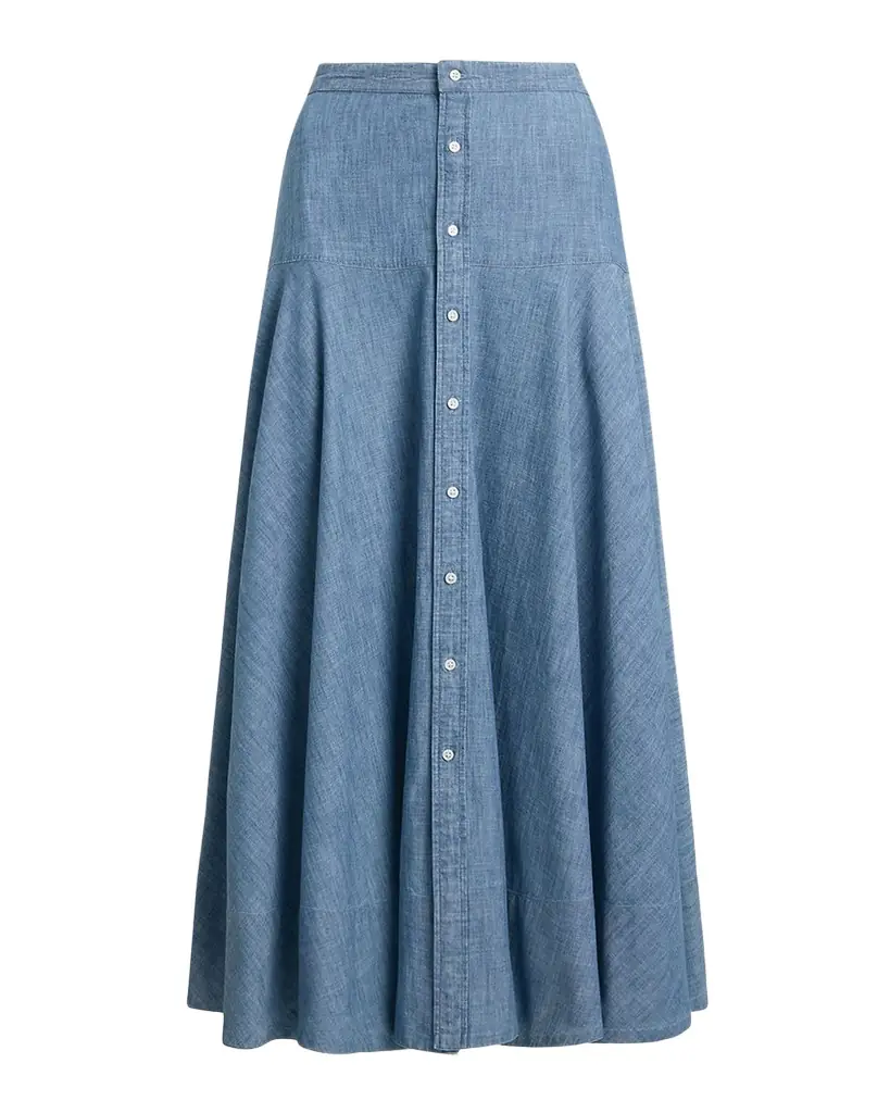 Polo Ralph Lauren Cotton Chambray Maxi Skirt