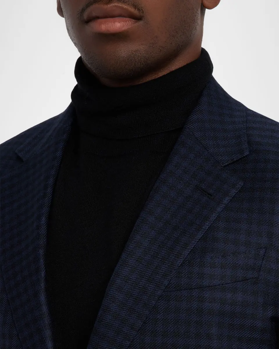Zegna Men's Cashmere and Silk Tonal Check Sport Coat | Thumbnail 5 Zegna Men's Cashmere and Silk Tonal Check Sport Coat | Thumbnail 5