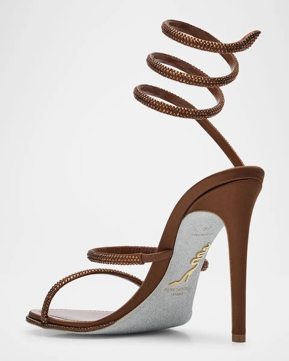René Caovilla Cleo Crystal Satin Snake-Wrap Sandals | Thumbnail 4 René Caovilla Cleo Crystal Satin Snake-Wrap Sandals | Thumbnail 4