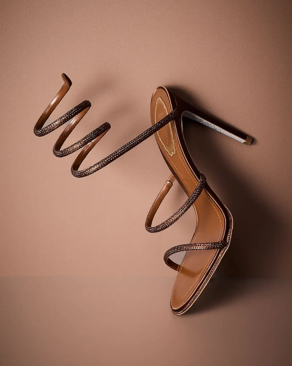 René Caovilla Cleo Crystal Satin Snake-Wrap Sandals | Thumbnail 5 René Caovilla Cleo Crystal Satin Snake-Wrap Sandals | Thumbnail 5