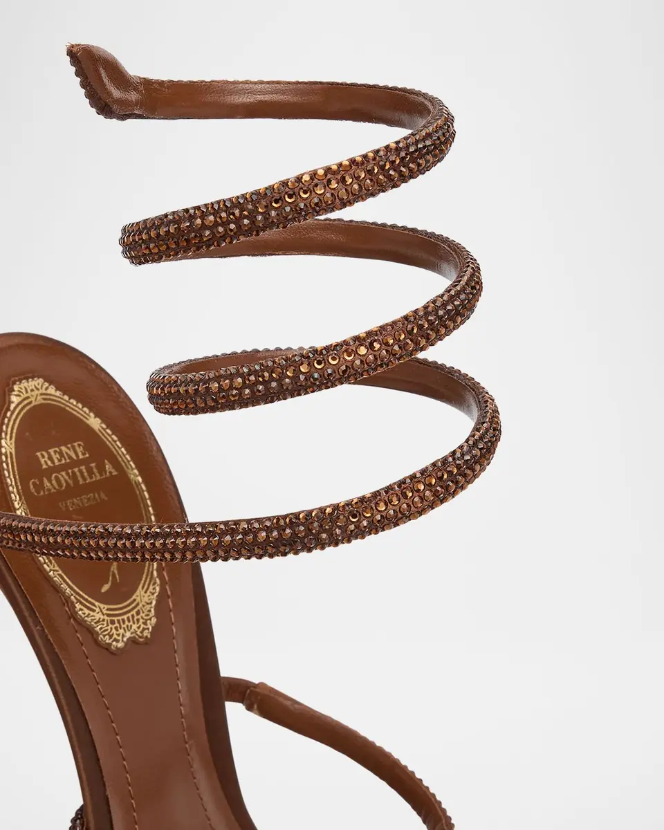 René Caovilla Cleo Crystal Satin Snake-Wrap Sandals | Thumbnail 6 René Caovilla Cleo Crystal Satin Snake-Wrap Sandals | Thumbnail 6