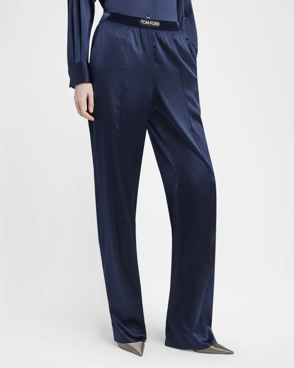 Tom Ford Logo-Banded Silk PJ Pants | Thumbnail 4 Tom Ford Logo-Banded Silk PJ Pants | Thumbnail 4