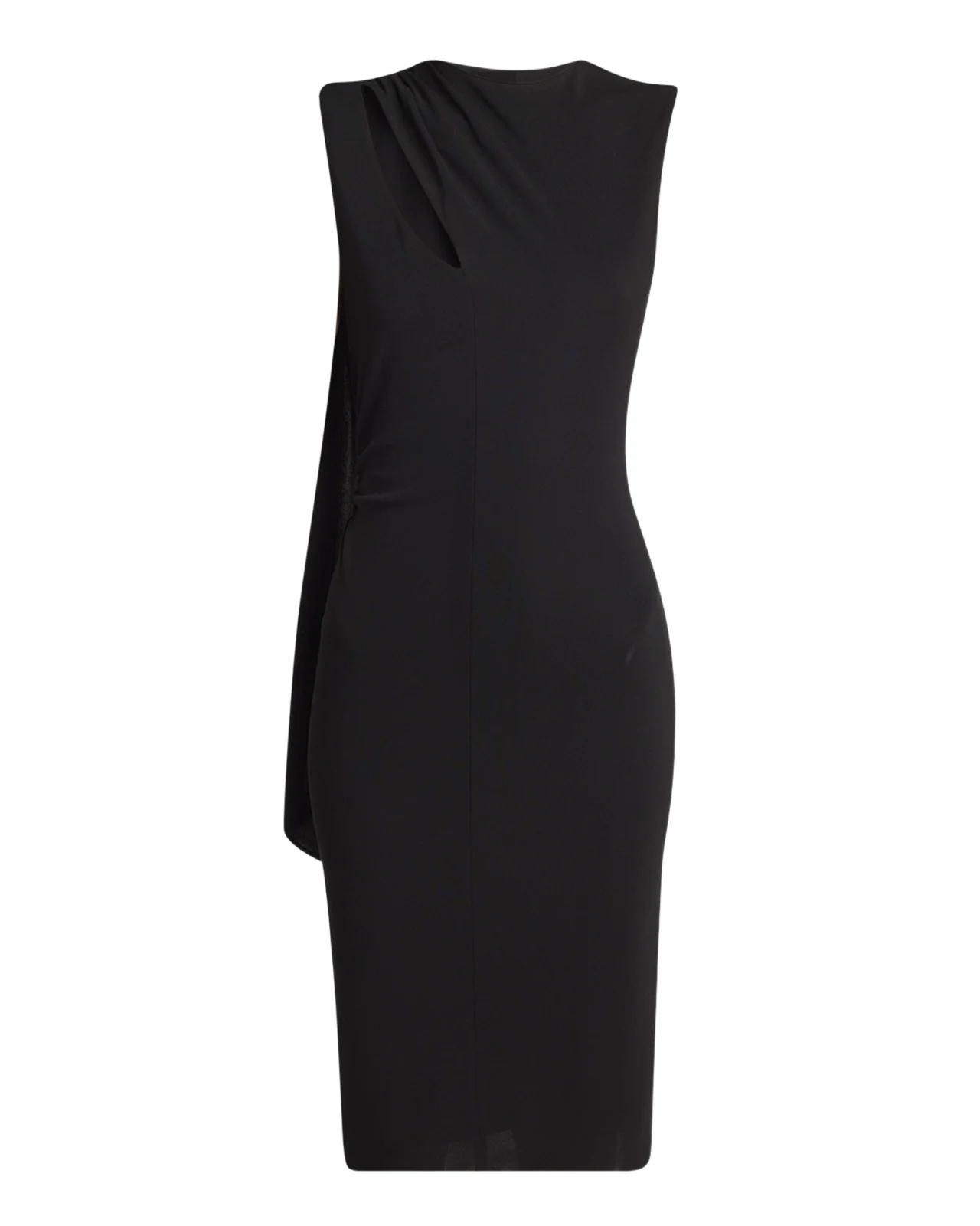 Cutout Shoulder-Drape Viscose Crepe Jersey Cocktail Dress