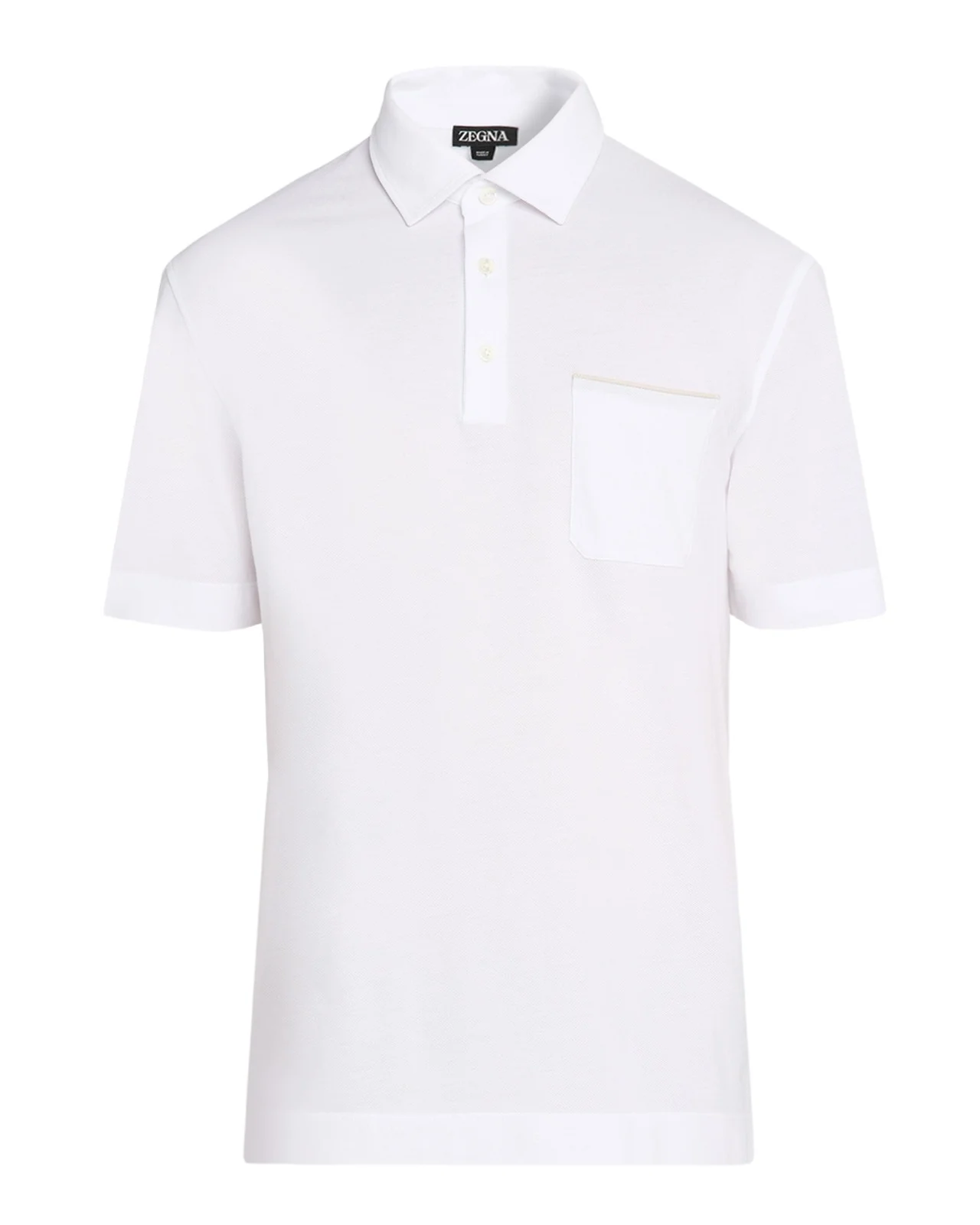 Men's Cotton Polo Shirt with Leather-Trim Pocket Men's Cotton Polo Shirt with Leather-Trim Pocket