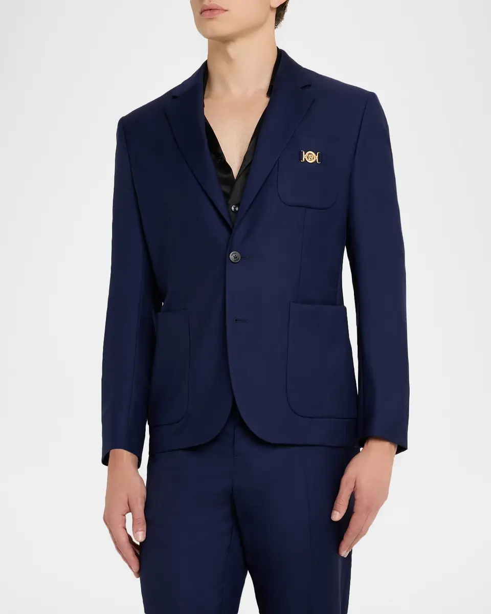 Versace Men's Wool Single-Breasted Blazer | Thumbnail 4