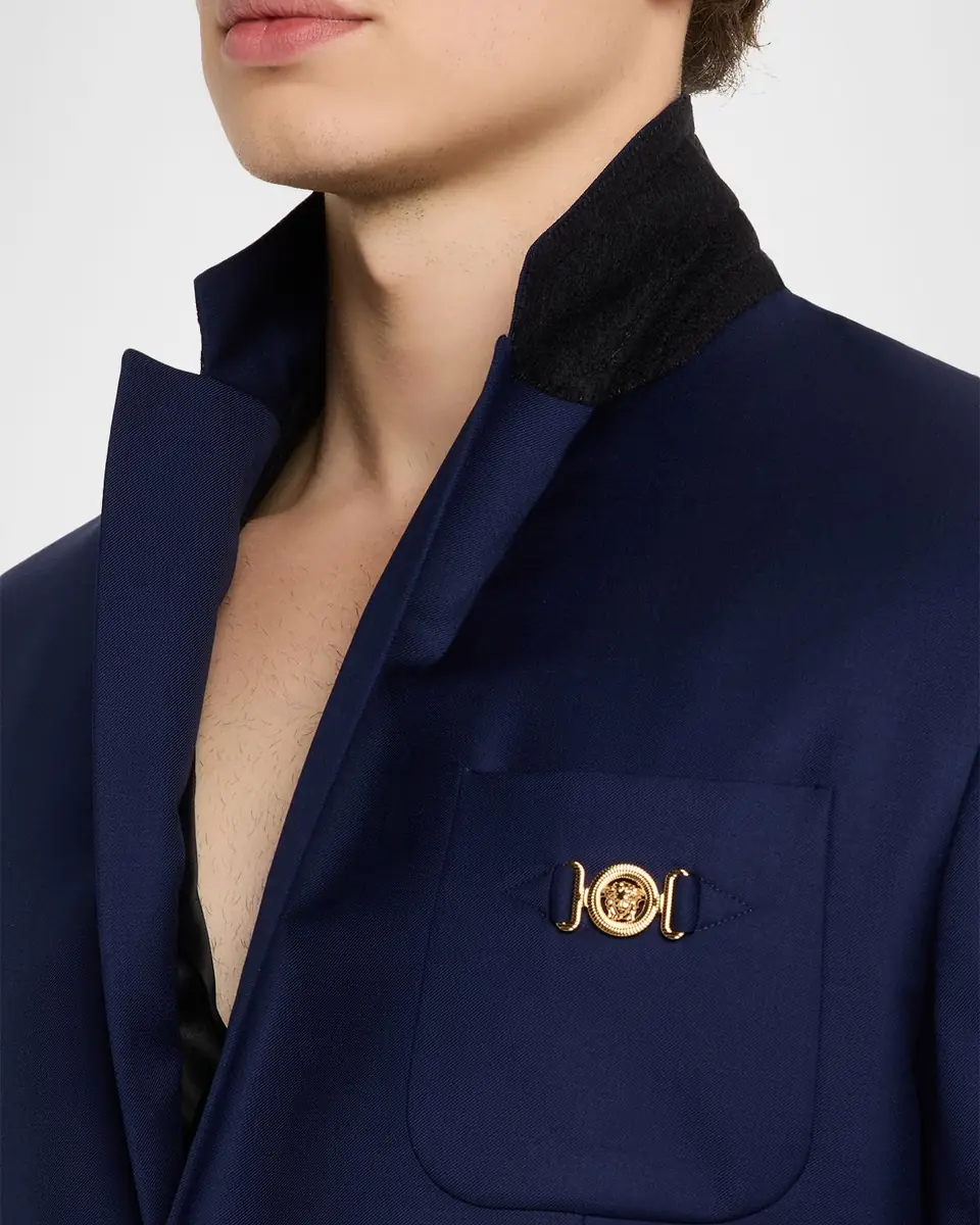 Versace Men's Wool Single-Breasted Blazer | Thumbnail 7