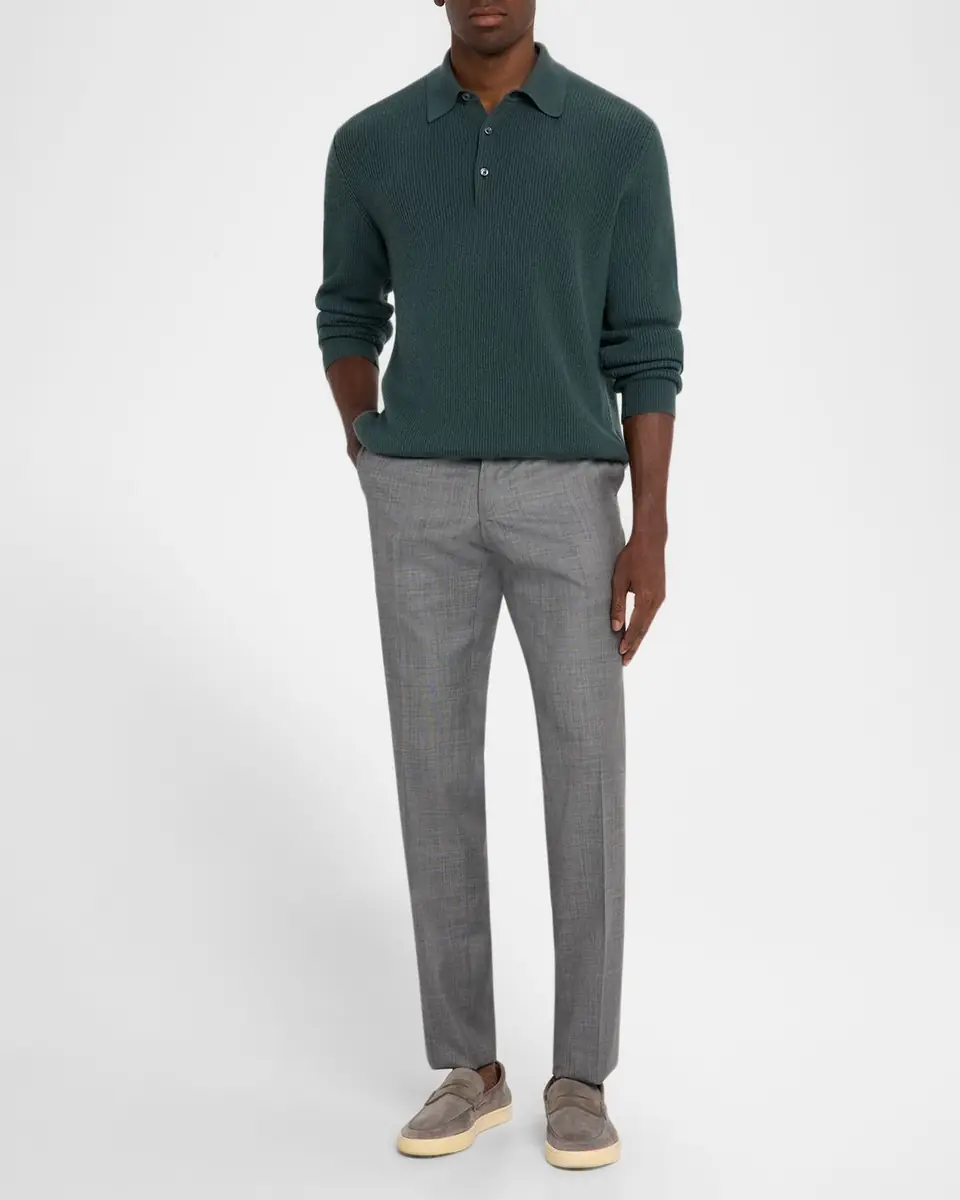 Kiton Men's Wool Twill Flat-Front Trousers | Thumbnail 2 Kiton Men's Wool Twill Flat-Front Trousers | Thumbnail 2