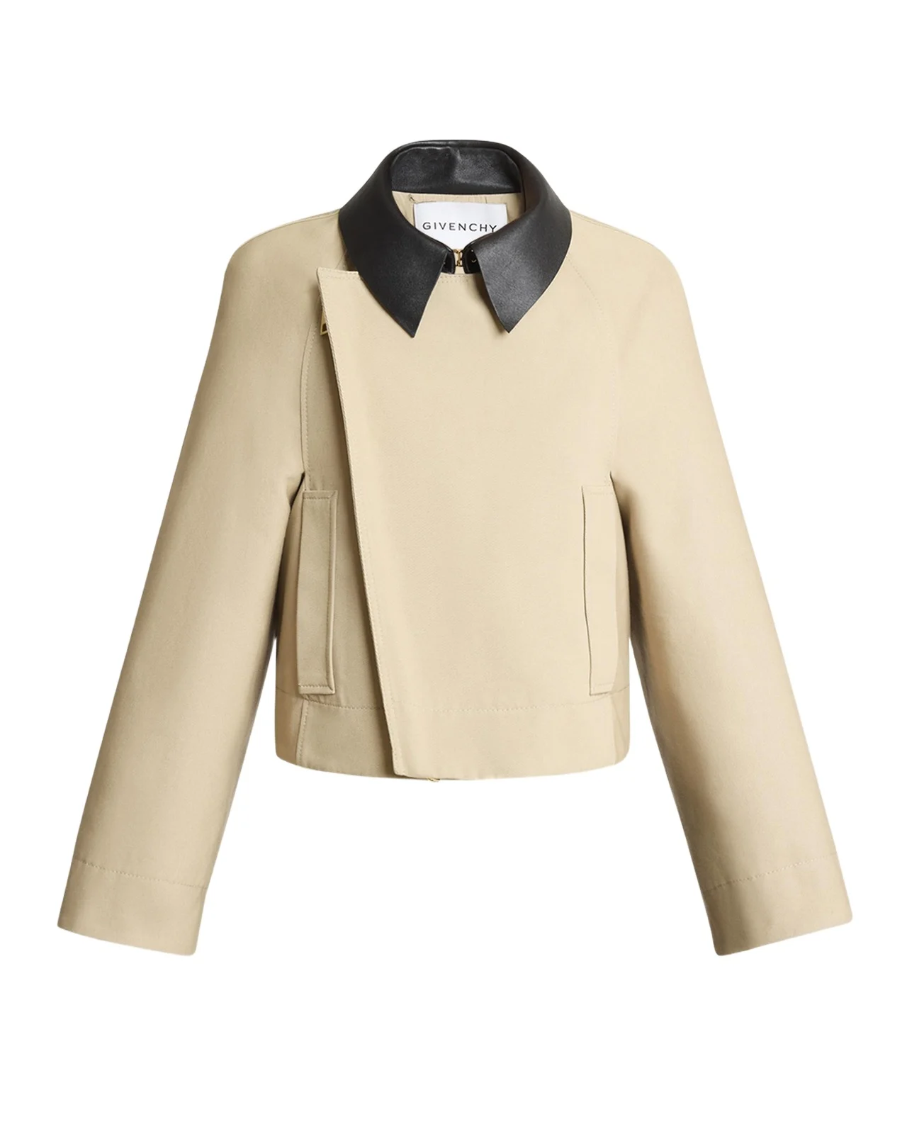 Leather Collar Zip Cocoon Jacket
